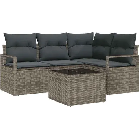 vidaXL Ensemble de Canapés 5 pc Gris clair polyrotin – 353092 – image 3