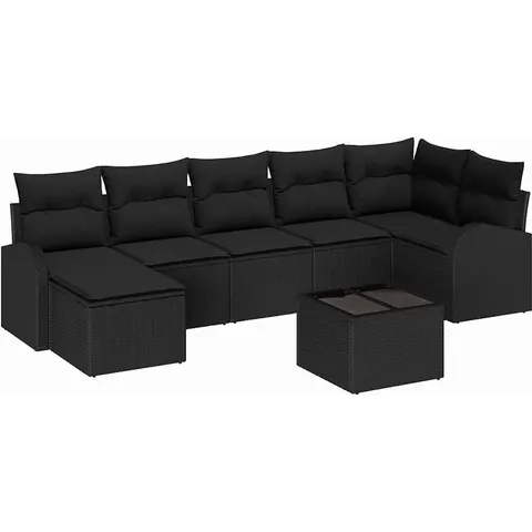 vidaXL Ensemble de Canapés 8 pc Noir polyrotin – 350831 – image 3