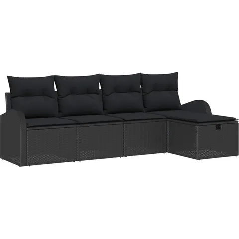 vidaXL Ensemble de Canapés 5 pc Noir polyrotin – 392657 – image 2