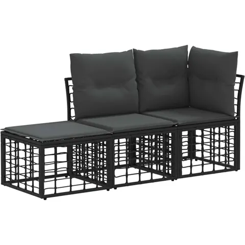 vidaXL Ensemble de canapés d'extérieur 3 pc Noir Polyester – image 3