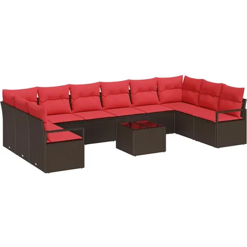 vidaXL Ensemble de Canapés 11 pc Marron polyrotin – image 3
