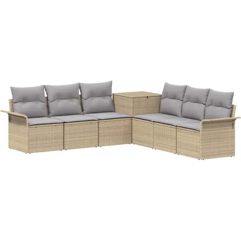 vidaXL Ensemble de Canapés 7 pc Beige et Gris clair – image 2