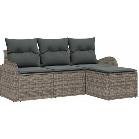vidaXL Ensemble de Canapés 4 pc Gris polyrotin – 349293 – image 3