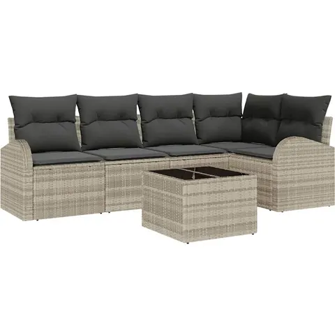 vidaXL Ensemble de Canapés 6 pc Gris clair Polyester – image 3