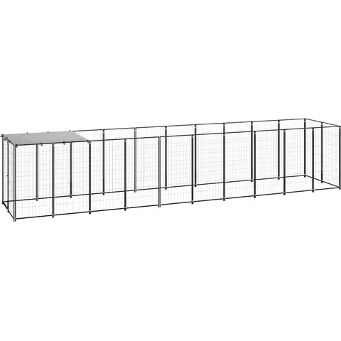 vidaXL Chenil Noir 6,05 m² Acier – VXL3082201 – image 2