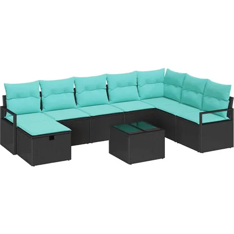 vidaXL Ensemble de Canapés 9 pc Noir polyrotin – 394484 – image 2