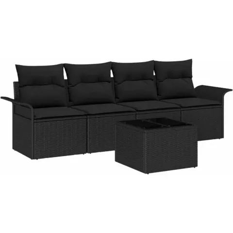 vidaXL Ensemble de Canapés 5 pc Noir polyrotin – 948199 – image 3
