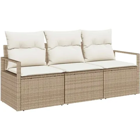 vidaXL Ensemble de Canapés 3 pc Beige polyrotin – 958273 – image 3