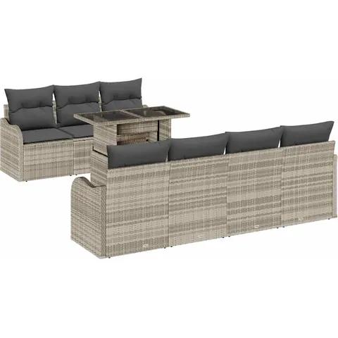 vidaXL Ensemble de canapé de jardin 8 pc Gris clair polyrotin – 985224 – image 2