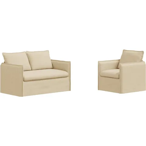 vidaXL Ensemble de Canapés 2 pc Crème Tissu – 374157 – image 2