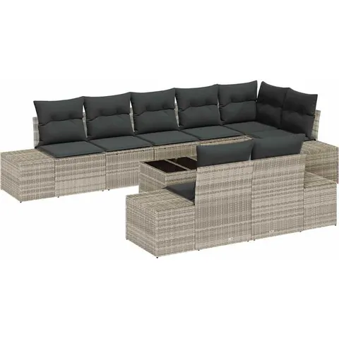 vidaXL Ensemble de canapé de jardin 9 pc Gris clair Poly rotin – 360625 – image 2