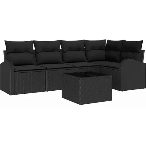 vidaXL Ensemble de Canapés avec coussin Noir Polyester – 956392 – image 2