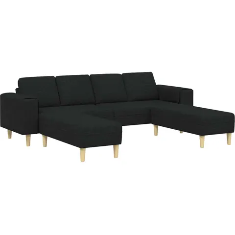 vidaXL Canapé de salon 3 pc Noir Polyester – image 2