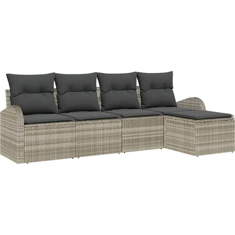 vidaXL Ensemble de Canapés 5 pc Gris clair polyrotin – 349422 – image 2