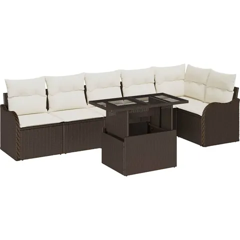 vidaXL Ensemble de Canapés 7 pc Marron Poly rotin – image 3