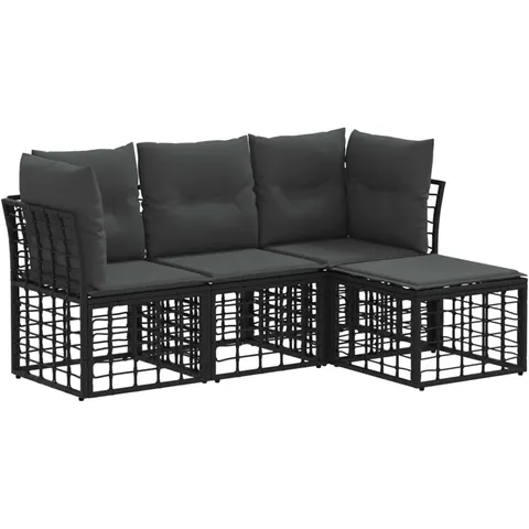 vidaXL Ensemble de canapés d'extérieur Noir Polyester – 555957 – image 3