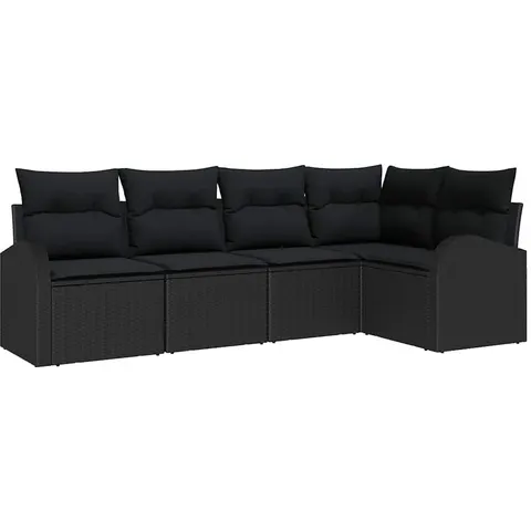 vidaXL Ensemble de Canapés avec coussin Noir Polyester – 956293 – image 3