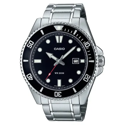 Casio Stainless Steel Black Dial Silver Strap Watch – image 3