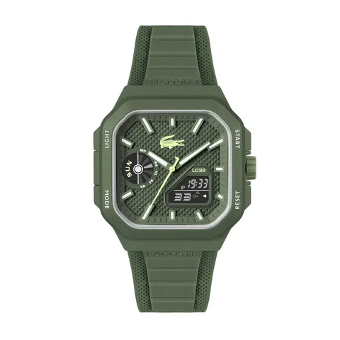 Lacoste Octagonal Shaped Dial Green Silicone Strap Watch – image 2