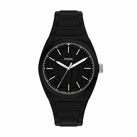 Fossil Everett Three Hand Black Silicone Strap Watch – image 2