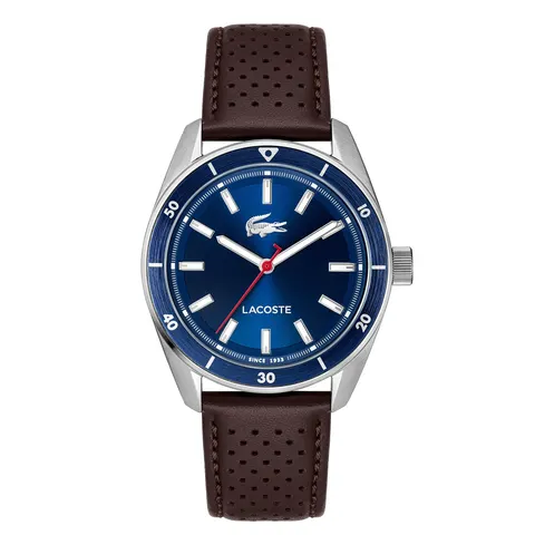 Lacoste Blue Dial Brown Leather Strap Watch – image 2