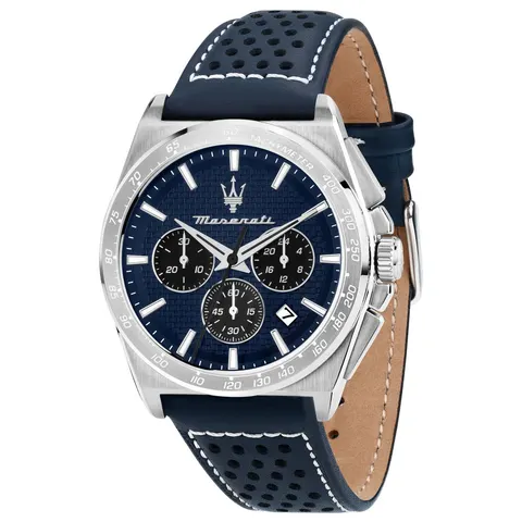 Maserati Men's Blue Leather Strap Watch – image 2