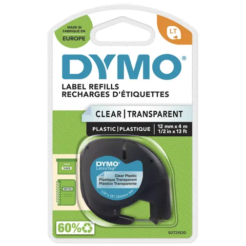 DYMO S0721530 - Labelling tape, plastic, black/transparent – image 2