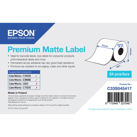 Epson Premium Matte Label - Continuous Roll: 51mm x 35m – image 2