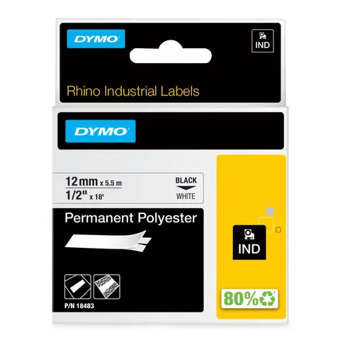 DYMO IND 18483 - DYMO IND polyester, 12 mm, black/white – image 2