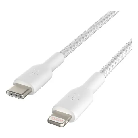 Belkin 1m USB C to Lightning Braided Cable - White – image 2