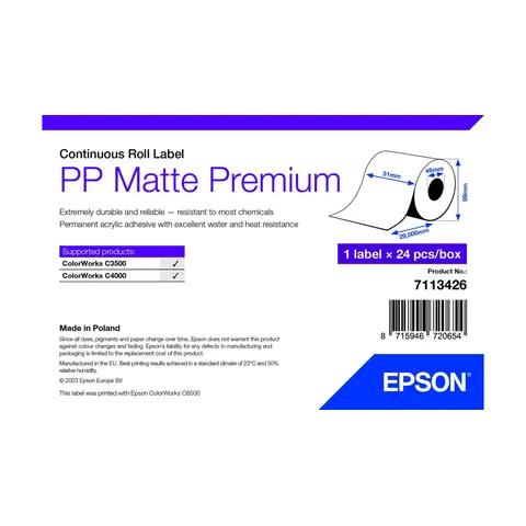 Epson PP Matte Label Premium Continuous Roll 51mm x 29m – image 2