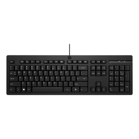 HP 125 Wired Keyboard. Keyboard form factor: Full-size Connectivity technology: Wired Device interface: USB Keyboard key switch: Membrane. Product colour: Black – image 2
