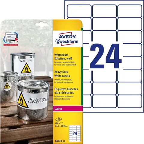 Avery L4773-20 self-adhesive label Rounded rectangle Permanent White 480 pc(s) – image 2