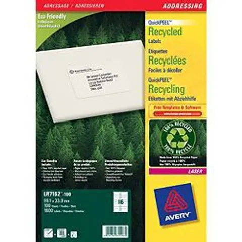 Avery QuickPEEL self-adhesive label White 1600 pc(s) – image 2
