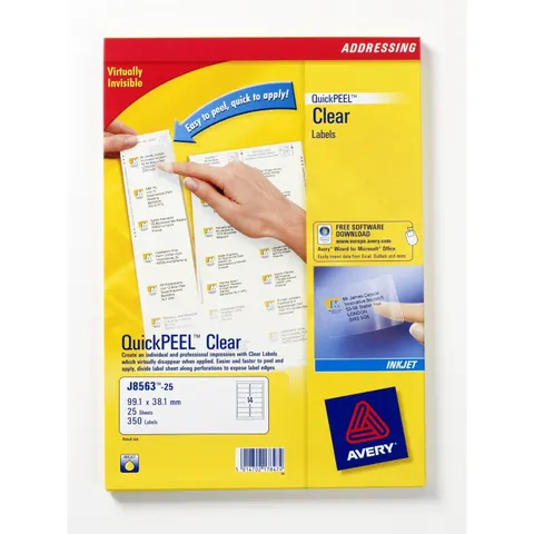 Avery J8563-25 self-adhesive label Transparent 350 pc(s) – image 2