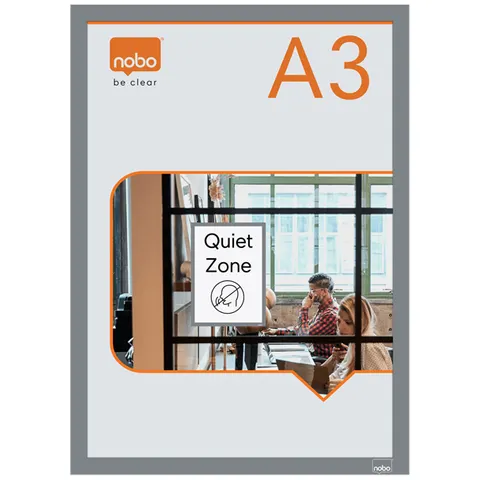 Nobo Self-adhesive Magnetic Poster Frame A3. Silver – image 2