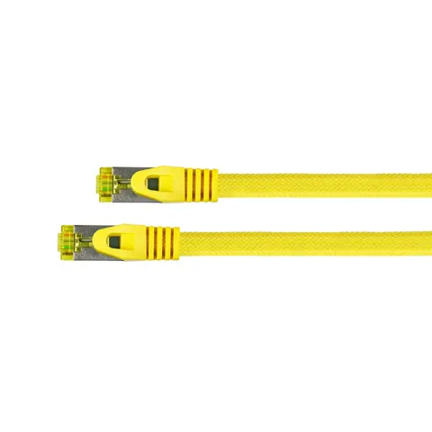 Python Patchkabel m. Cat.7 Rohkabel Nylongefl. gelb 0,5m – Bild 2