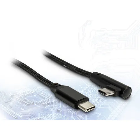 Inter-Tech Kabel Type C auf Type C 90°, 1m schwarz – Bild 2