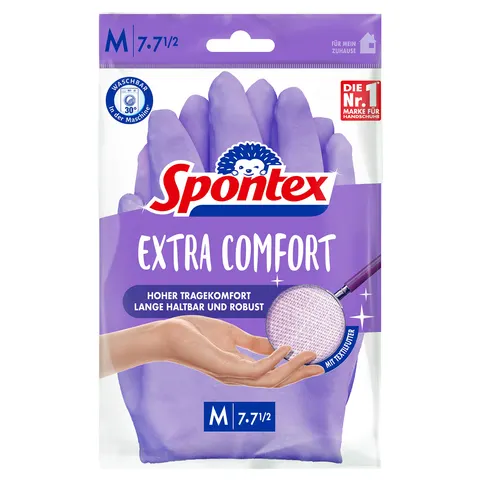 Spontex Latex-Handschuh Extra Comfort, Größe M, lila – Bild 2