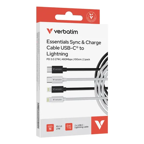 Verbatim Sync & Charge USB-C to Lightning 27W 100cm - 2 Pack – Bild 2
