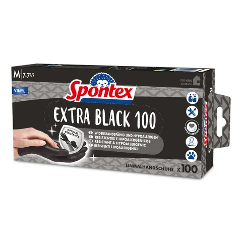 Spontex Vinyl-Handschuh Extra Black, Größe M, schwarz – Bild 2