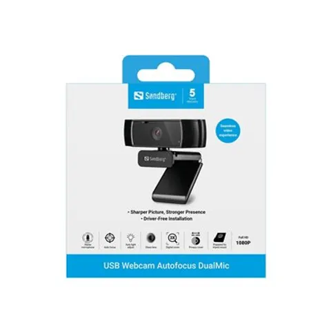 SANDBERG USB Webcam Autofocus DualMic – Bild 2