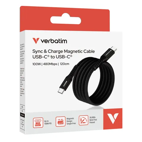 Verbatim Sync & Charge Magnetkabel Ladekabel USB C schwarz – Bild 2