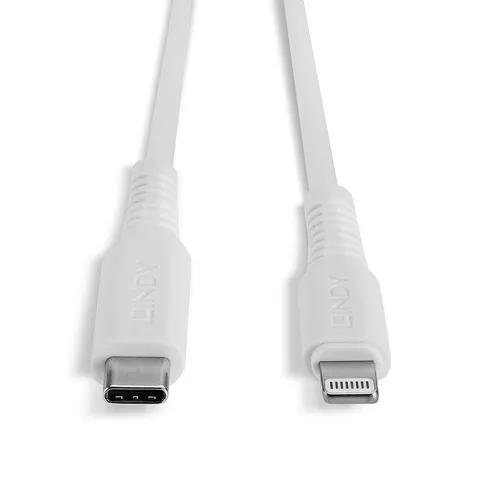 LINDY 3m USB C an Lightning Kabel, weiß – Bild 2