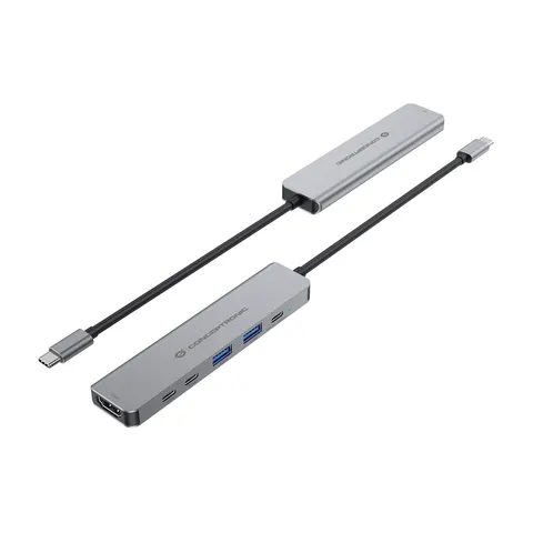 CONCEPTRONIC 6-1 Dock USB-C->HDMI/2xUSB-A/2xUSB-C/+ 25cm gr – Bild 2