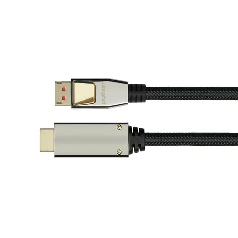 Python DisplayPort 1.4 an HDMI 2.0 Kabel Nylong. schwarz 2m – Bild 2