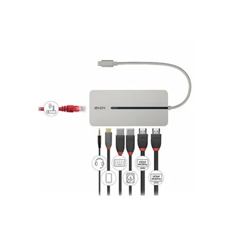 LINDY USB 3.2 Typ C Mini Dock 2x HDMI – Weiß, Silber – Bild 3