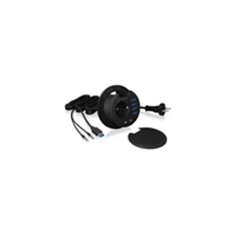 ICY BOX IB-HUB1430 Steckdose Schwarz – Bild 2