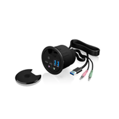 ICY BOX IB-HUB1403B Steckdose Anthrazit – Bild 2