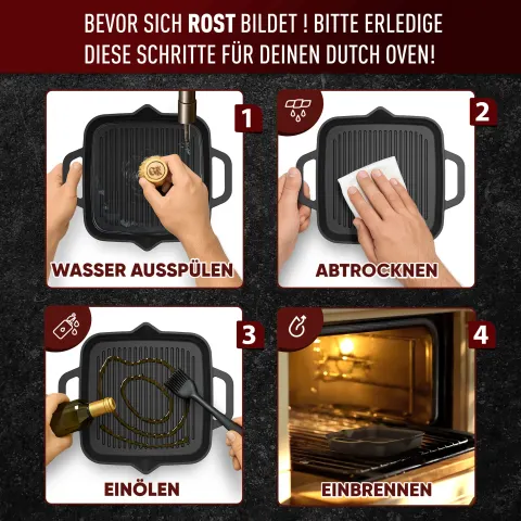 GUSSKÖNIG Eingebrannte Grillpfanne 30cm – Bild 2